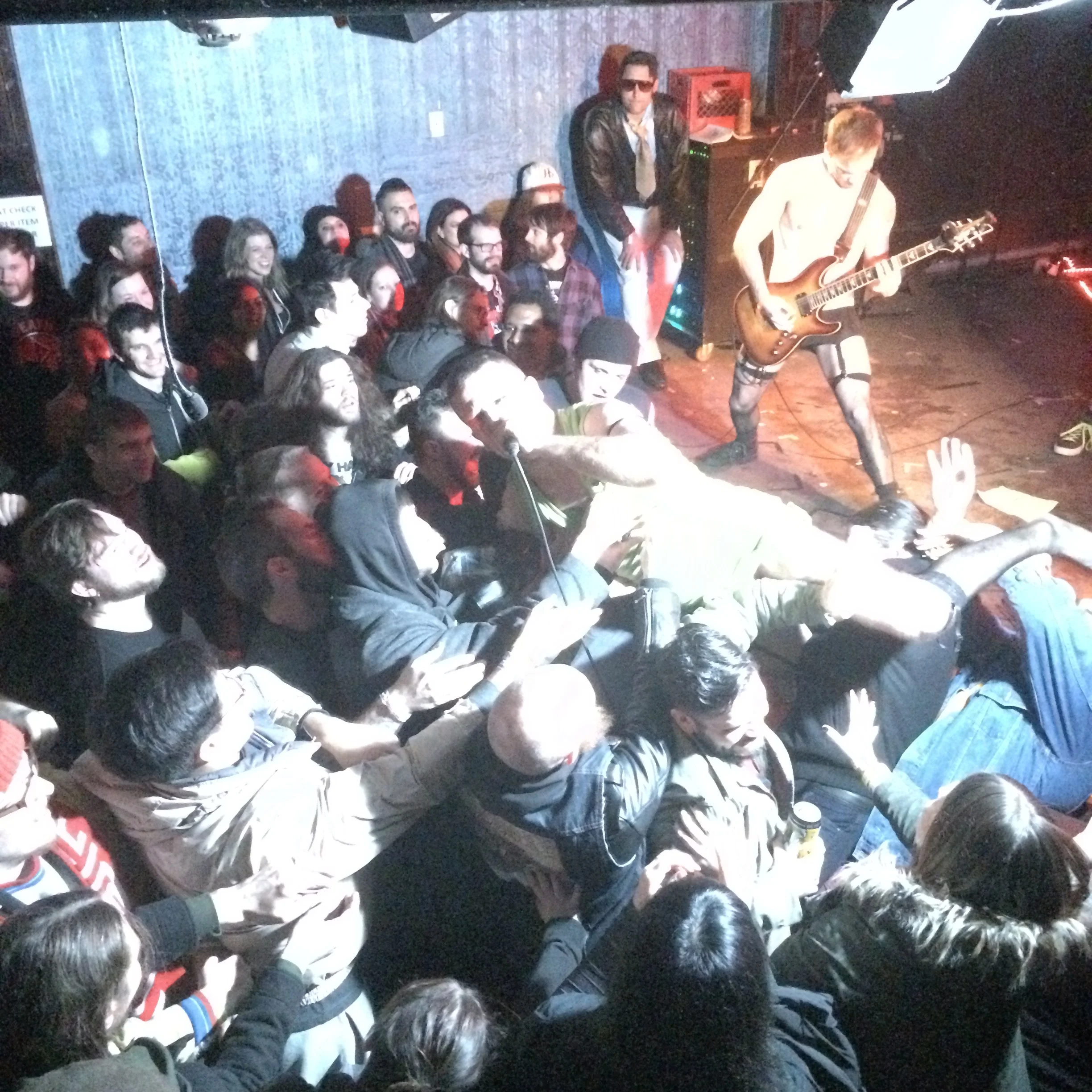 SheWhoCorrupts played after us at SubT's and they were phenomenal. Also, it was fun to see them start the show in drag and end up playing loud heavy driving music in panty-hose. It gets hot up on stage. 
