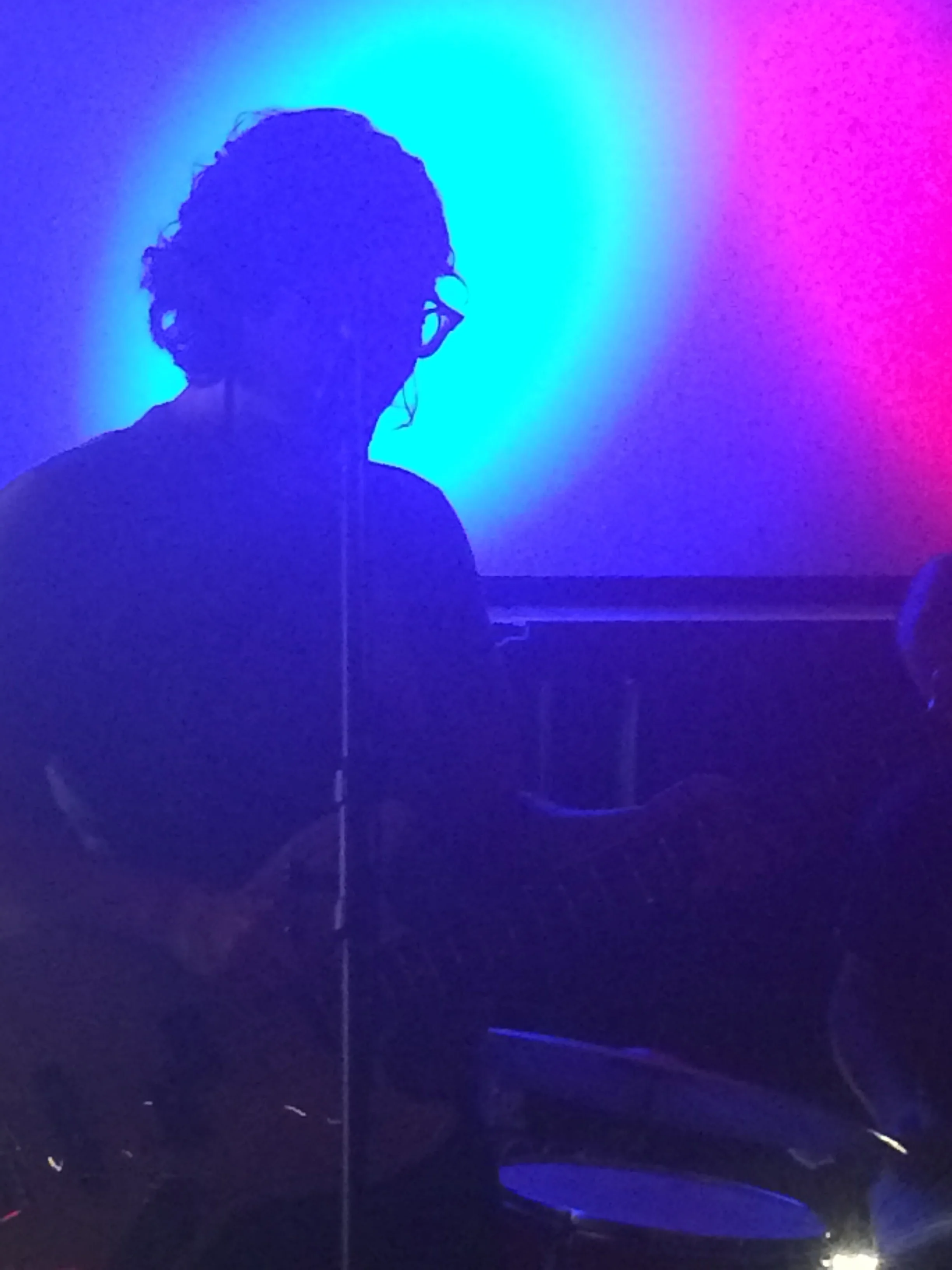 Profile shot of the bassist from Buffalo's Honey Coma at Test Pattern