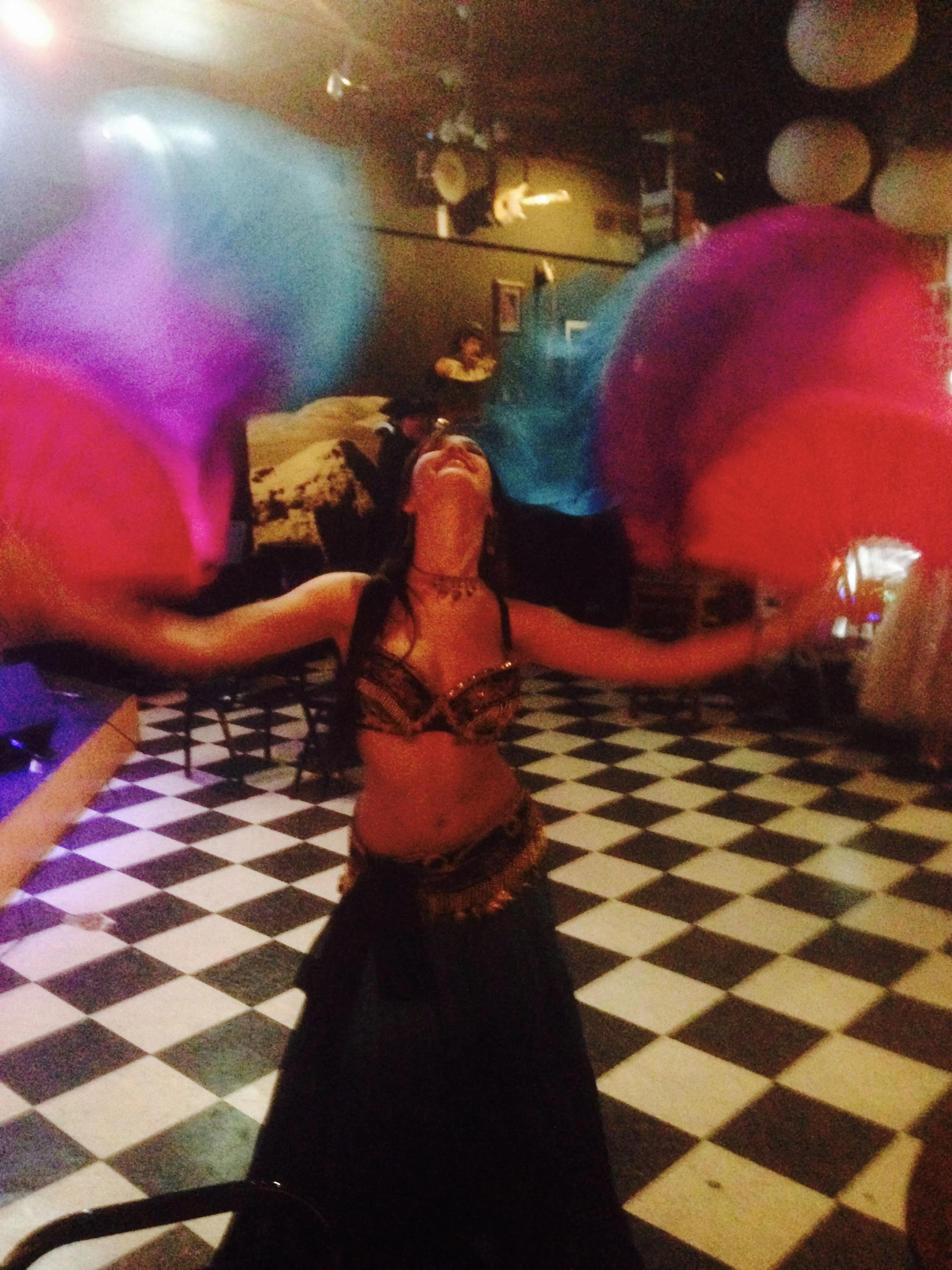 We played with Madeline's band last time we were in town, and she is also an amazing belly dancer! Good times.