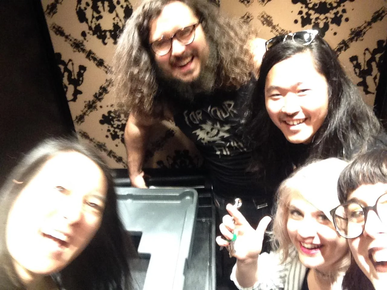 Hanging with Tart in an a crowded elevator.