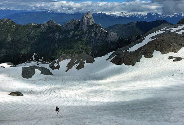 Backyard adventures with Dave! Still lots of snow up in the mountains, despite our hot weather here in Squamish.