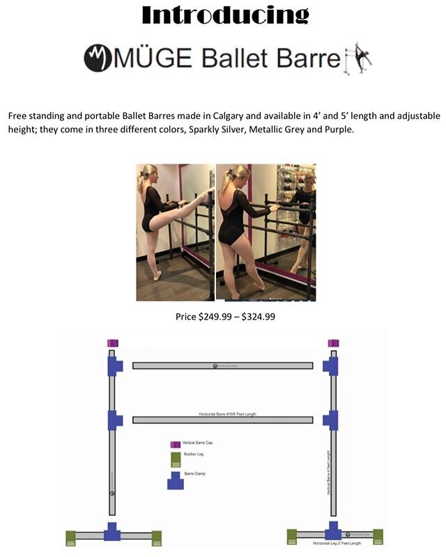 Your virtual Ballet Class need to be executed with style. M&Uuml;GE Is introducing its new Ballet Barre; they are made of durable aluminum, the two barres are adjustable up to 50&rdquo; high, you can set it up as doble or single barre, they&rsquo;re 
