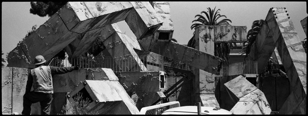 photograph of vaillancourt fountain being dismantled in san francisco california