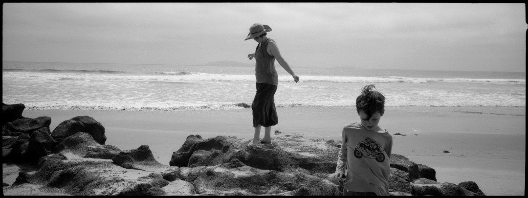 black and white photograph on the beach in baja california mexico