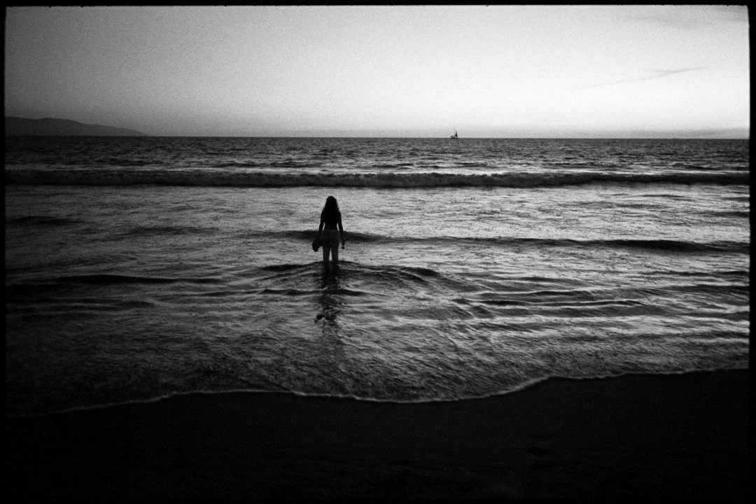 Black and white photograph of Banderas Bay in Puerto Vallarta, Mexico.