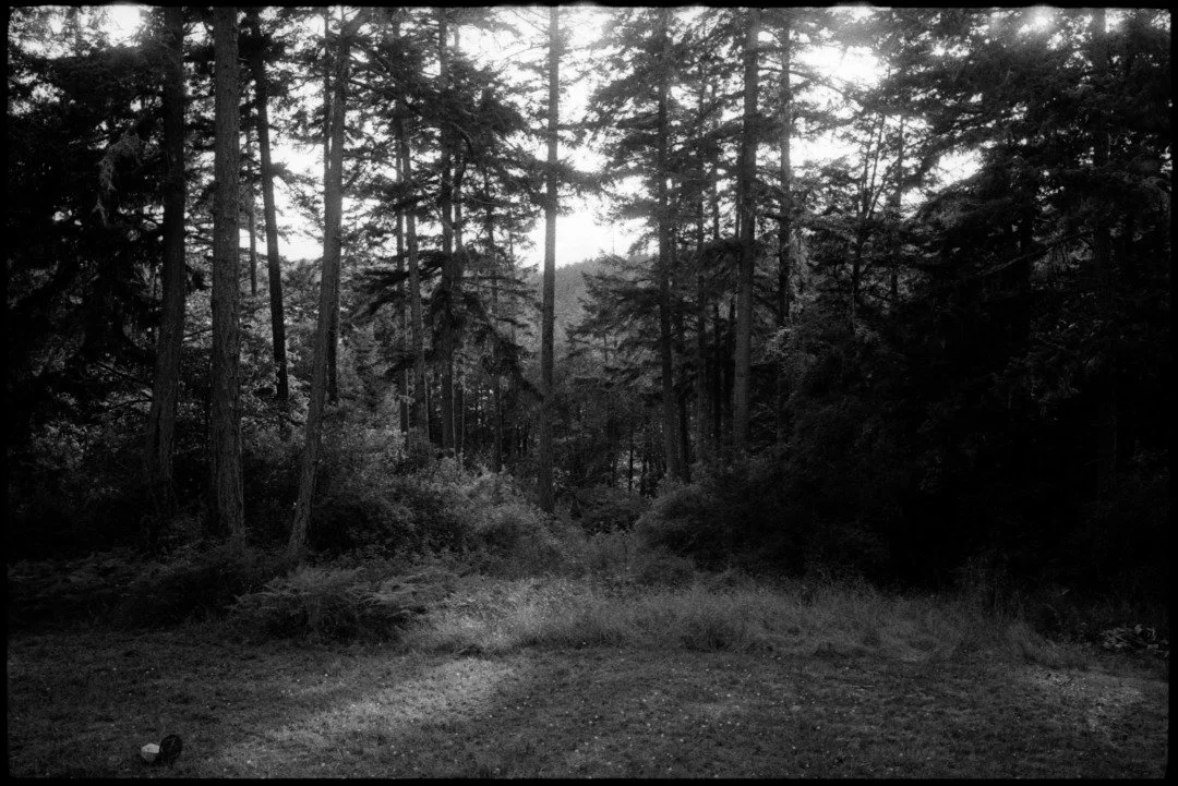black and white photograph of orcas island, san juan islands washington state