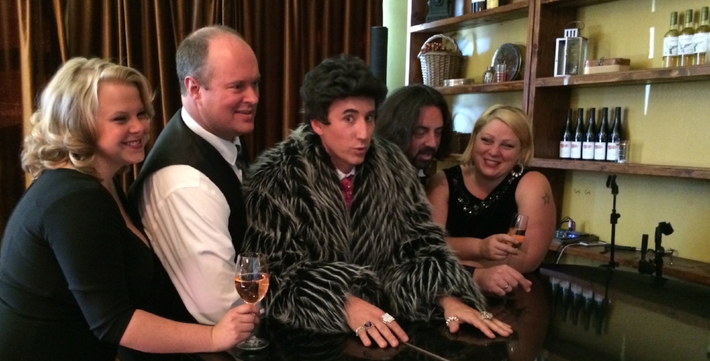 Members of our Dirty Stupid Music 2017 Cast surround Liberace (David Saffert)!