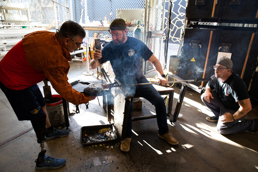  Glassblowing for veterans for   The Bitter Southerner    