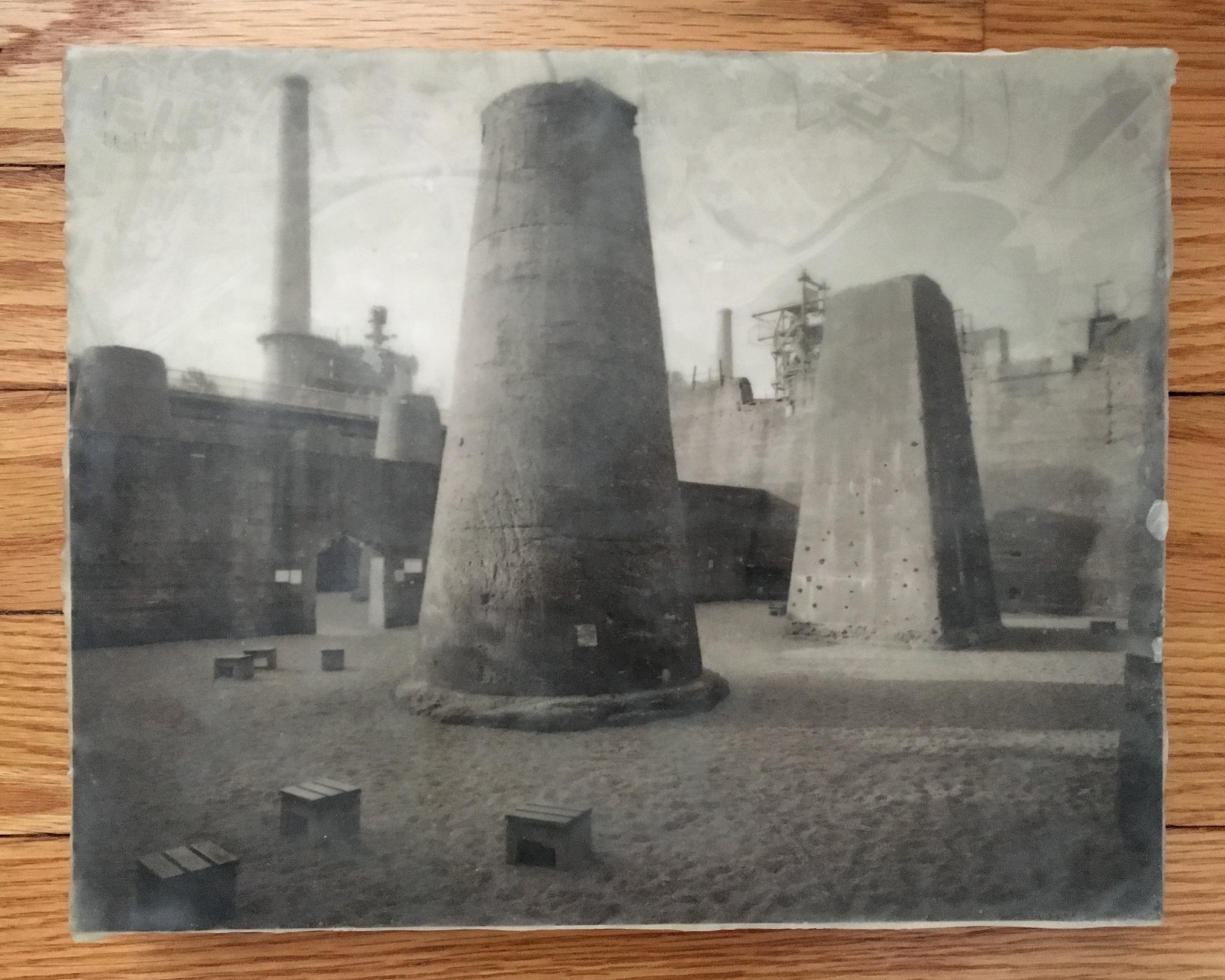 DUISBURG 2017 (encaustic wax, map on archival tissue, archival inkjet photograph, gesso, matte medium)