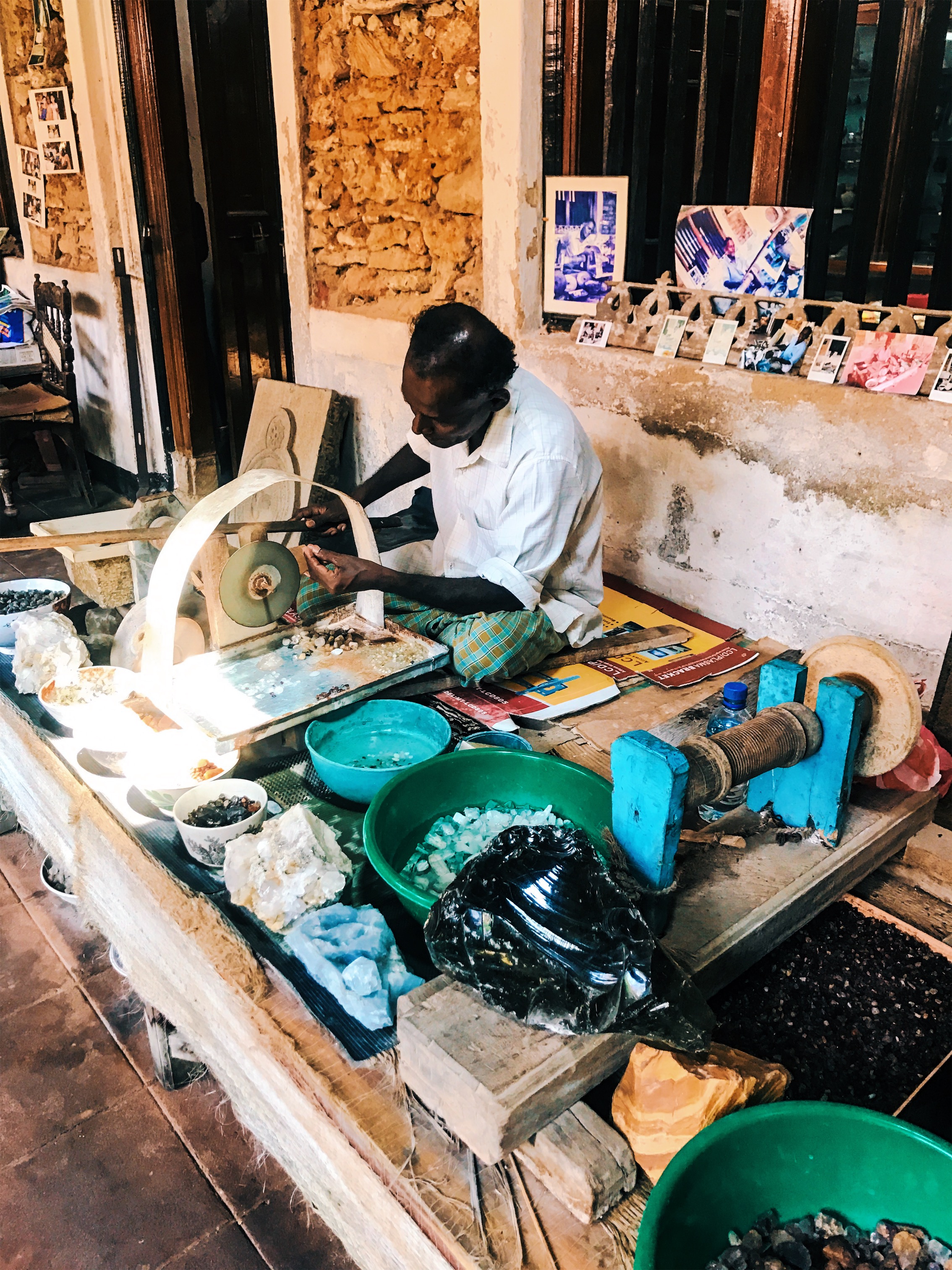 Stone Carver in Galle Fort