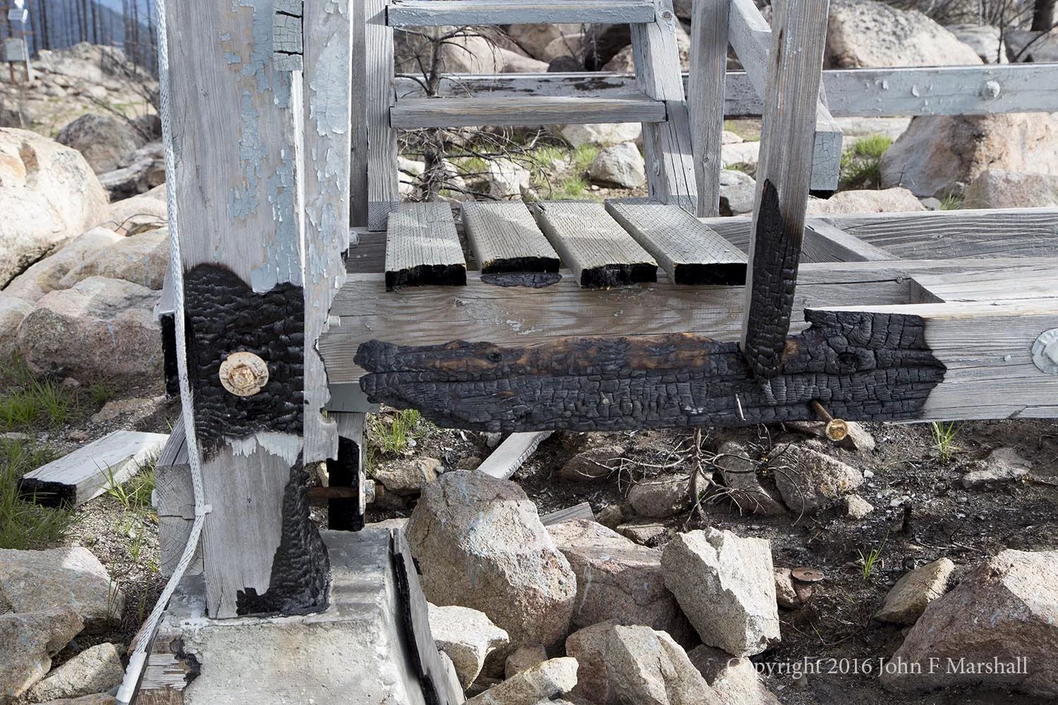 The fire almost got it............... Buck Mountain Lookout, Beaver Lake Fire 2015