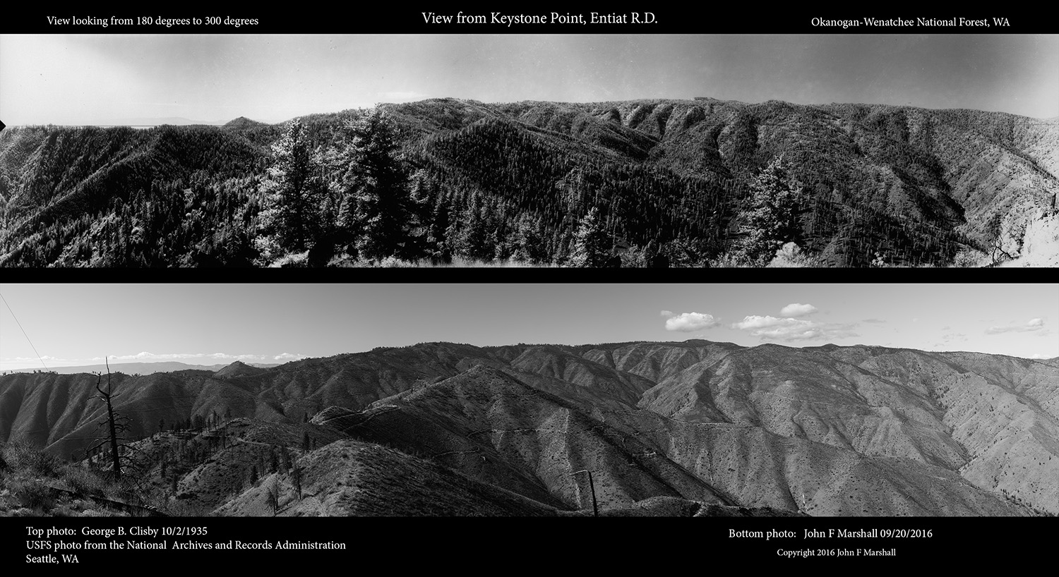 Comparison set of photographs from Keystone Point overlooking Mills Canyon