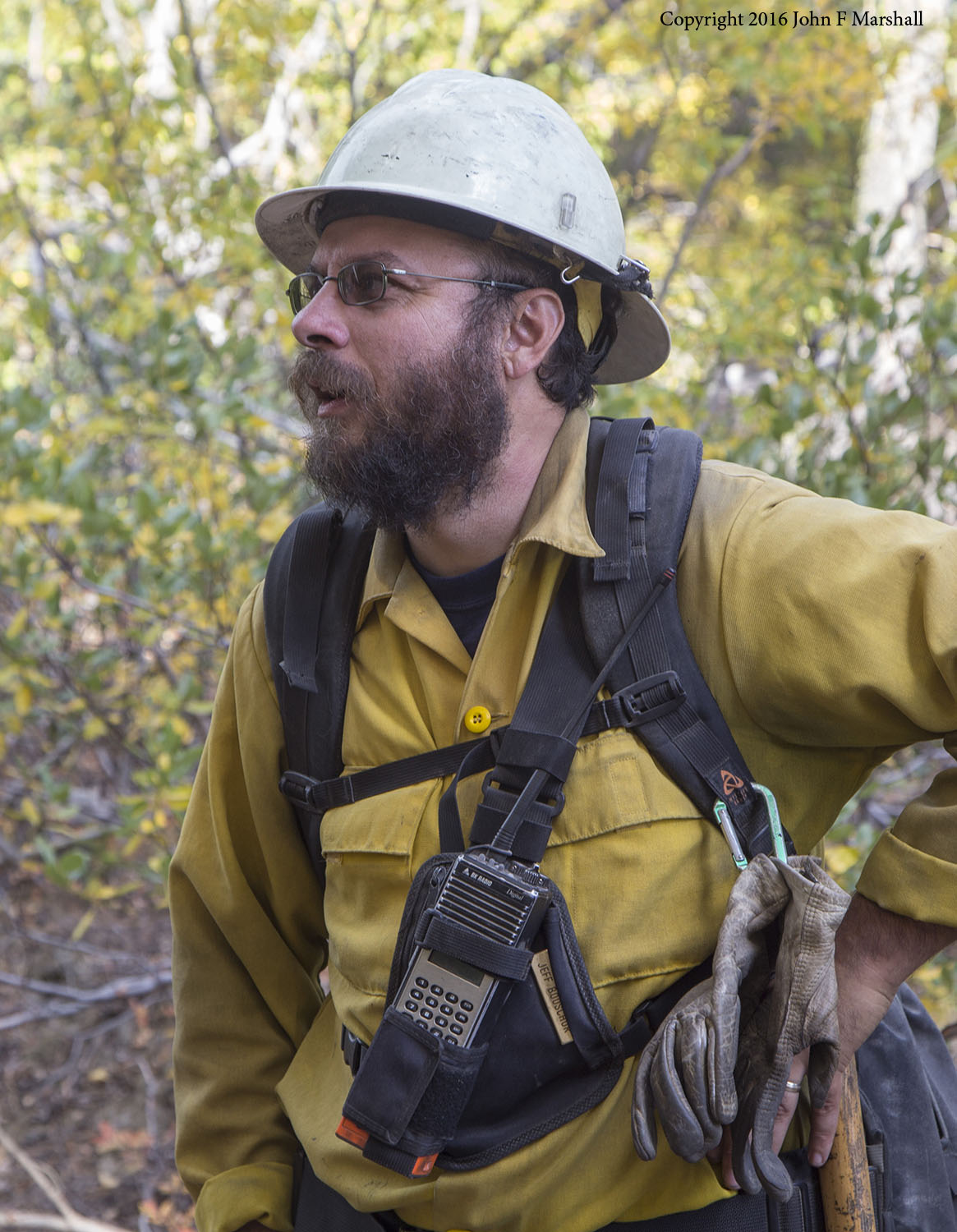 Burn boss, Chelan R.D. Assistant Fire Management Officer (AFMO) Jeff Bouschor. The clothing, tools and techniques of prescribed fire overlap what is used for fire suppression. 