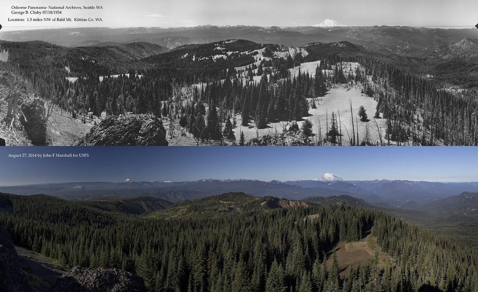 Top Image by George Clisby, from National Archives and Records Administration, Seattle, Wa. Bottom image by John F Marshall as funded by Okanogan-Wenatchee National Forest and Wenatchee Forestry Sciences Lab of Pacific NW Research Station. 