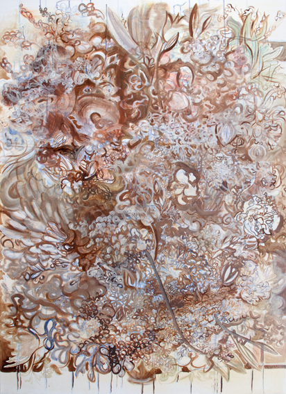 Interior with Eggplants, acrylic and oil on Canvas, 1110 x 1500 mm, 2006