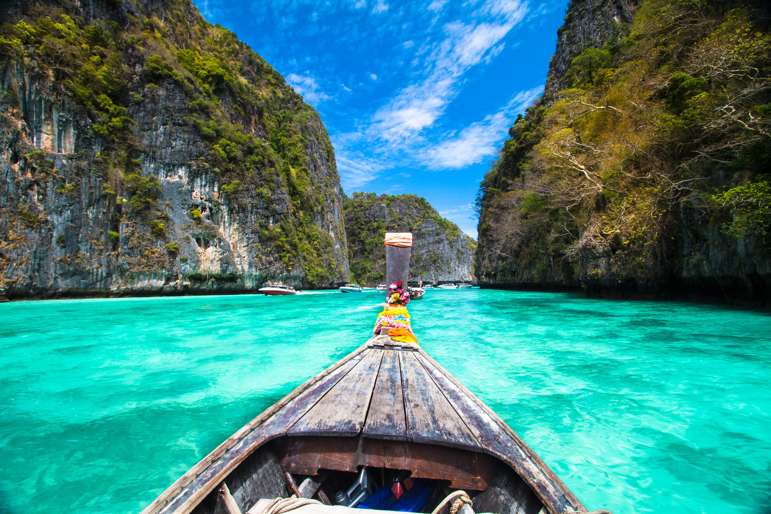  Wooden boat on Phi Phi island, Thailand. 