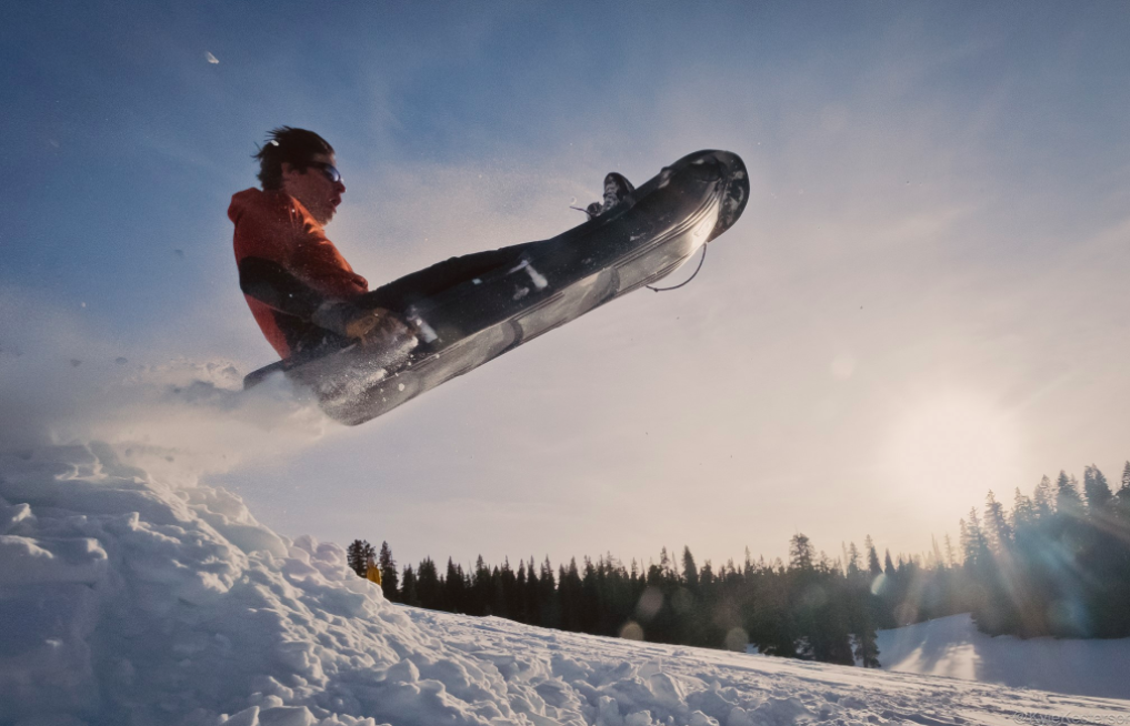 Our fearless Co-Founder, Jesse Johnson on the sled hill at High Camp Hut!
