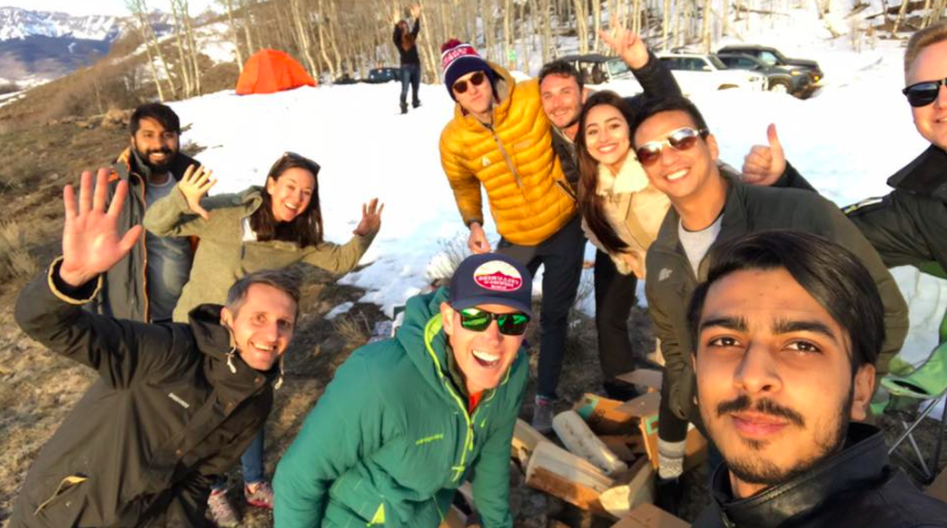 Team building: Bonfire making in the snow off Last Dollar road!