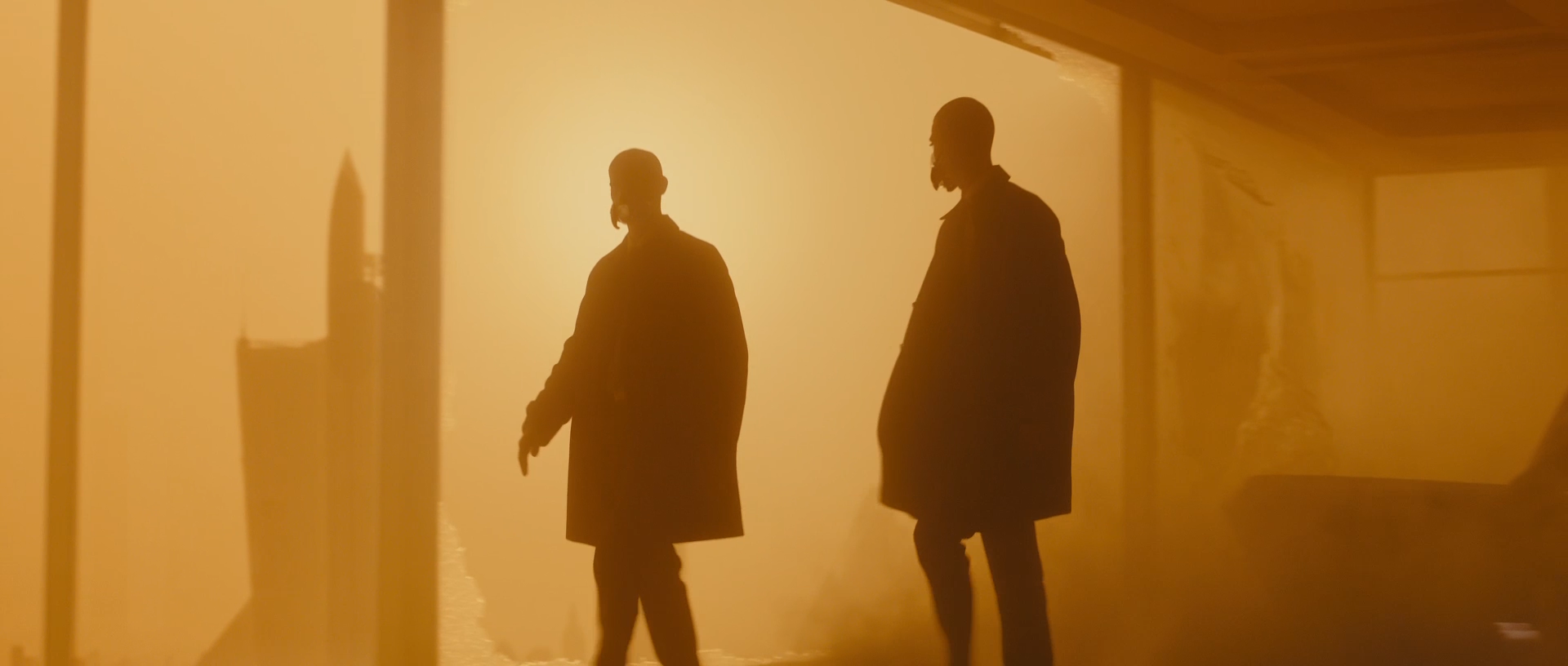 blade runner movie action still of a silhouetted