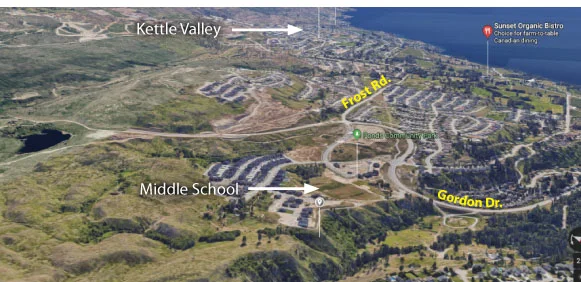 The average driving distance from Kettle Valley to the new school is approximately 4.5 km