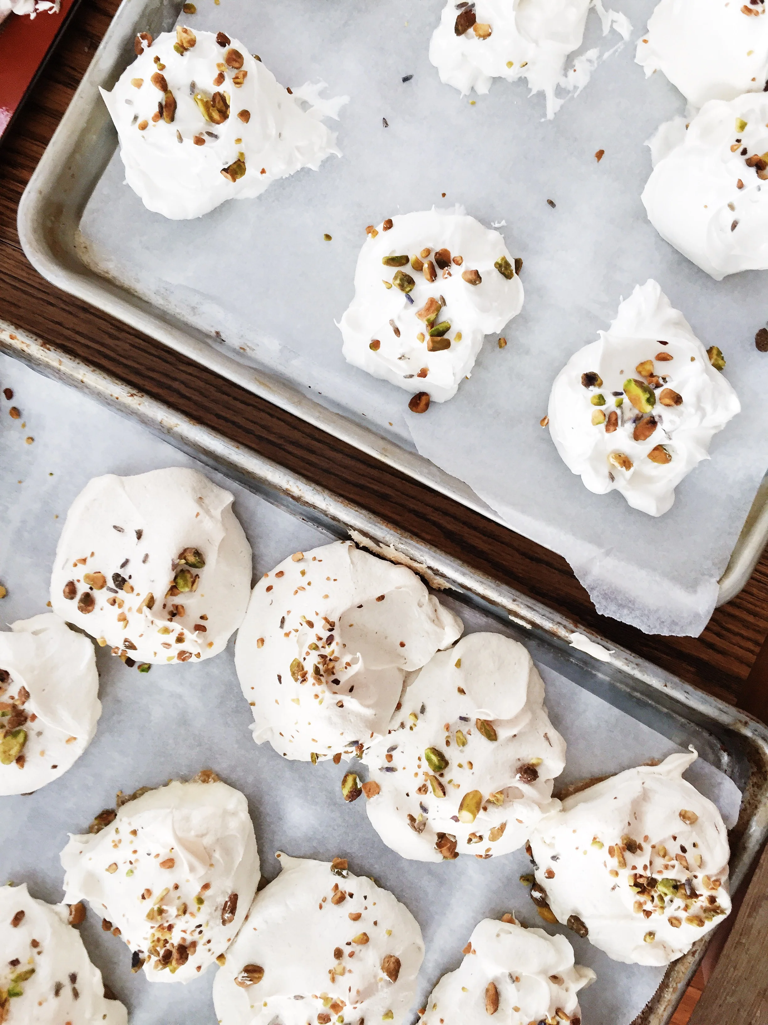 Toasted Pistachio Meringues