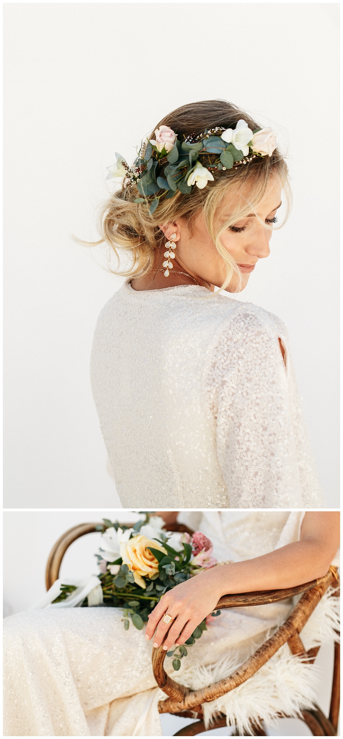 SamErica Studios - modern wedding dress - minimalist wedding jewelry - sparkly wedding dress
