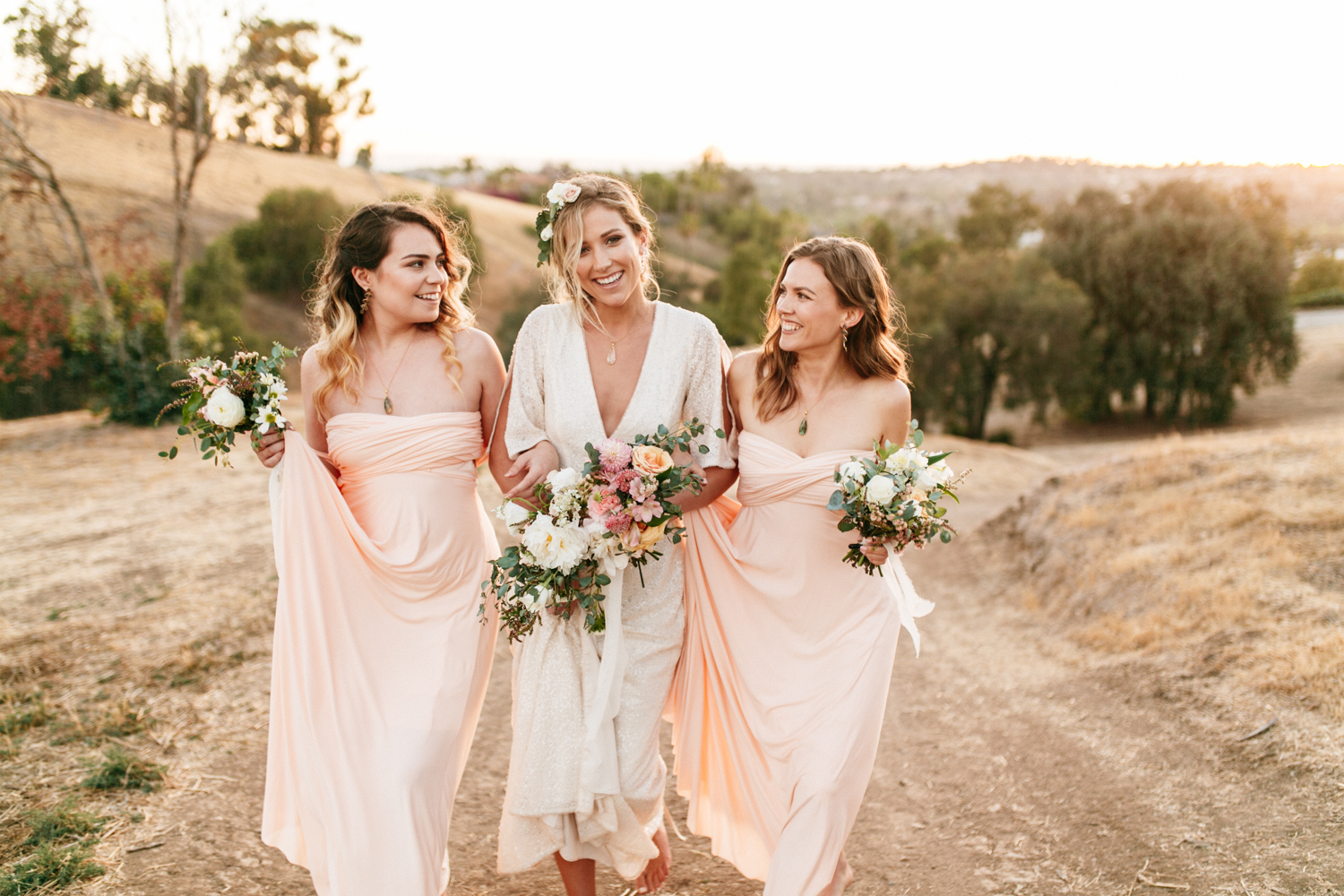 SamErica Studios - modern wedding - blush pink infinity bridesmaid dresses - minimalist wedding jewelry