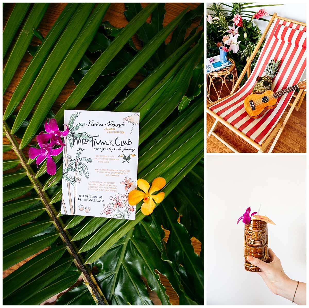 SamErica Studios - San Diego Lifestyle Branding Photographer - Native Poppy Tropical Pool Party - tropical flowers