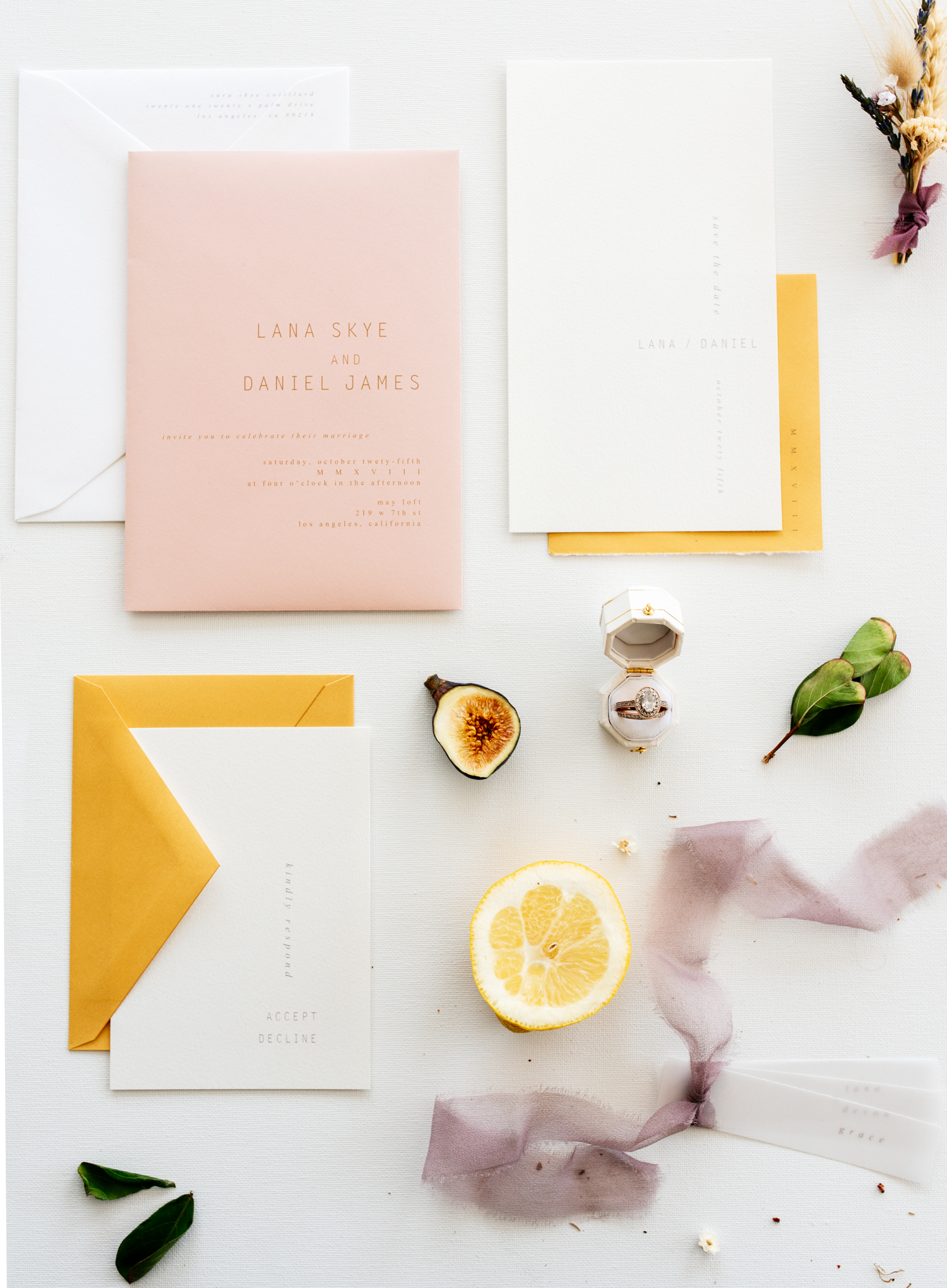 SamErica Studios - warm modern minimalist wedding invitation suite