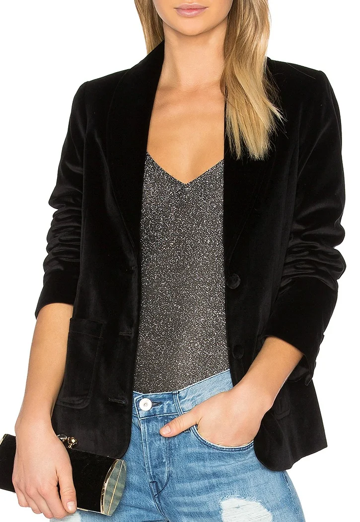 Anine Bing Black Velvet Blazer From Revolve Clothing
