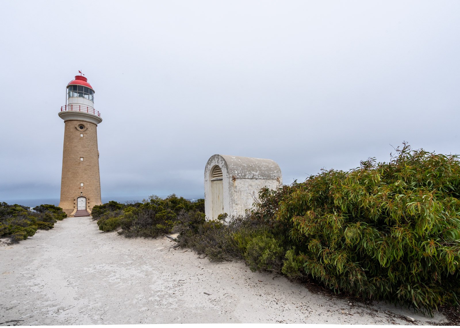 Cape de Couedic Lighthouse under gray skies