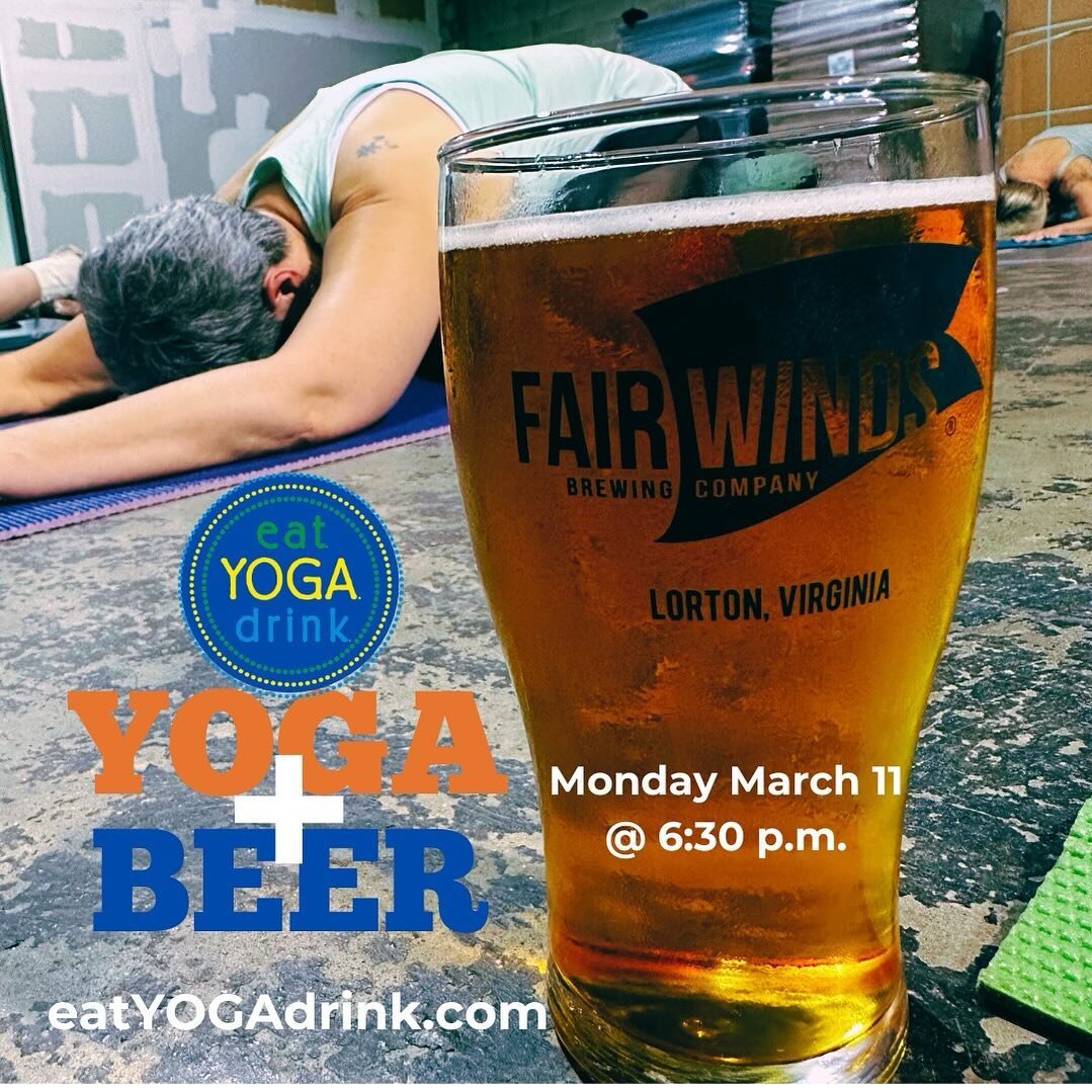 We have room for just a few more mats at Yoga + Beer @fairwindsbrew Monday night! Come mindfully move and sip with us. It&rsquo;s always a great time! 🙏🏽🍻😘

➡️ $25 = all-levels yoga + a beer + great company
➡️ BYO mat 

Ticket #linkinbio &amp; ea