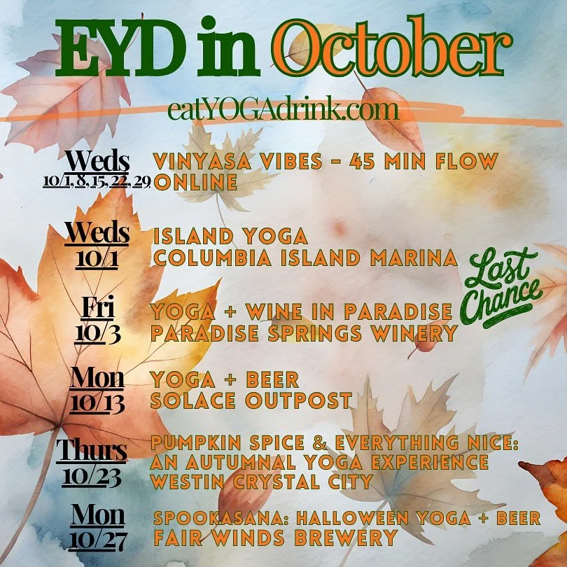 🤔 𝔸𝕃𝕃𝔼𝔾𝔼𝔻𝕃𝕐&hellip; 🧐

🍂October starts this month. 🎃 While we mourn summer a wee bit, we&rsquo;ll embrace the seasonal change with some inviting yoga experiences. 🧘🏻&zwj;♀️Roll out your mat with us&hellip;

🤸🏾&zwj;♂️ Weds 10/1 12pm V