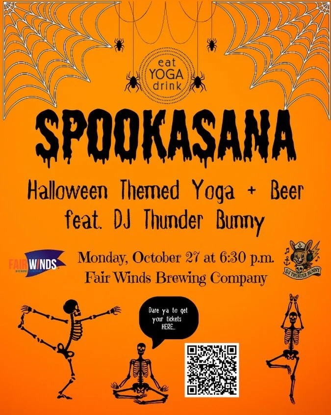 👻BOO, we&rsquo;re waiting for YOU🫵 on the mat for the season&rsquo;s most awaited and playful 🎃Halloween Yoga Experience! Join us for this and a few other events to round out #spookyszn. 

🤸🏽 Vibyasa Vibes (online, 45 min) TODAY and every Wednes