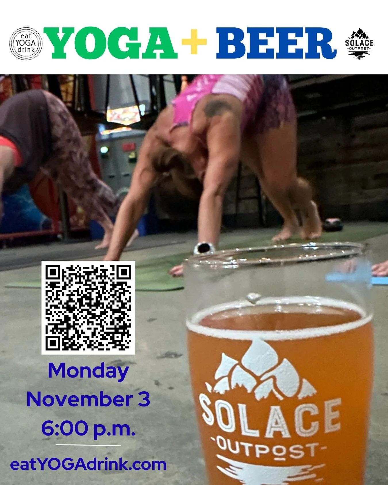 𝕊𝕆𝕃𝔸ℂ𝔼 (𝙣) 𝙘𝙤𝙢𝙛𝙤𝙧𝙩 𝙞𝙣 𝙖 𝙩𝙞𝙢𝙚 𝙤𝙛 𝙙𝙞𝙨𝙩𝙧𝙚𝙨𝙨

We got you, friend. Join us on the mat Monday 6:00pm  at @solacebrewing Outpost in the heart of Falls Church for movement, stress-release, community, and joy. Oh, and beeeeeeer! 