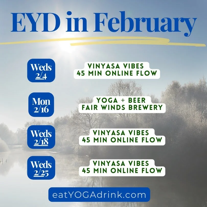🔥🔥𝕎𝔼 𝔹𝔼 𝕍𝕀𝔹𝕀ℕ&rsquo;&hellip;🔥🔥
We are enjoying a hibernation of sorts to gear up for a full season of EYD experiences. 💚💛💙 In the meantime this month, warm up with us Wednesdays (except 2/11) online for an energetic noontime flow and i