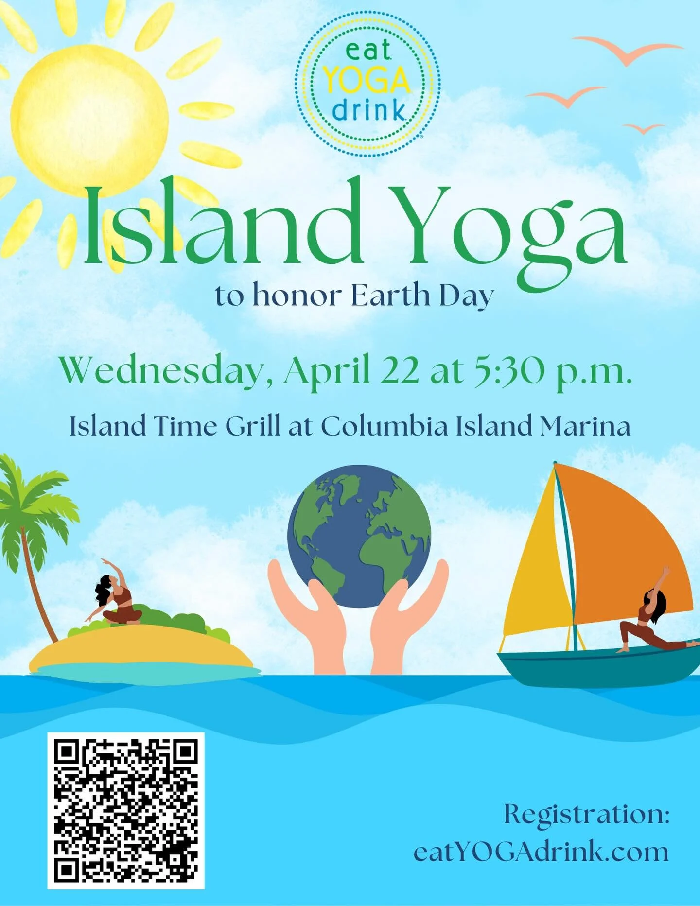 It&rsquo;s days like these 😎 that have us pining for the return of 🏝️Island Yoga 🧘🏽&zwj;♀️ at @columbiaislandmarina! Join us at Island Time on 🌎Earth Day, Weds April 22 at 5:30pm. We&rsquo;ll flow through grounding movement, mindful breath, and 