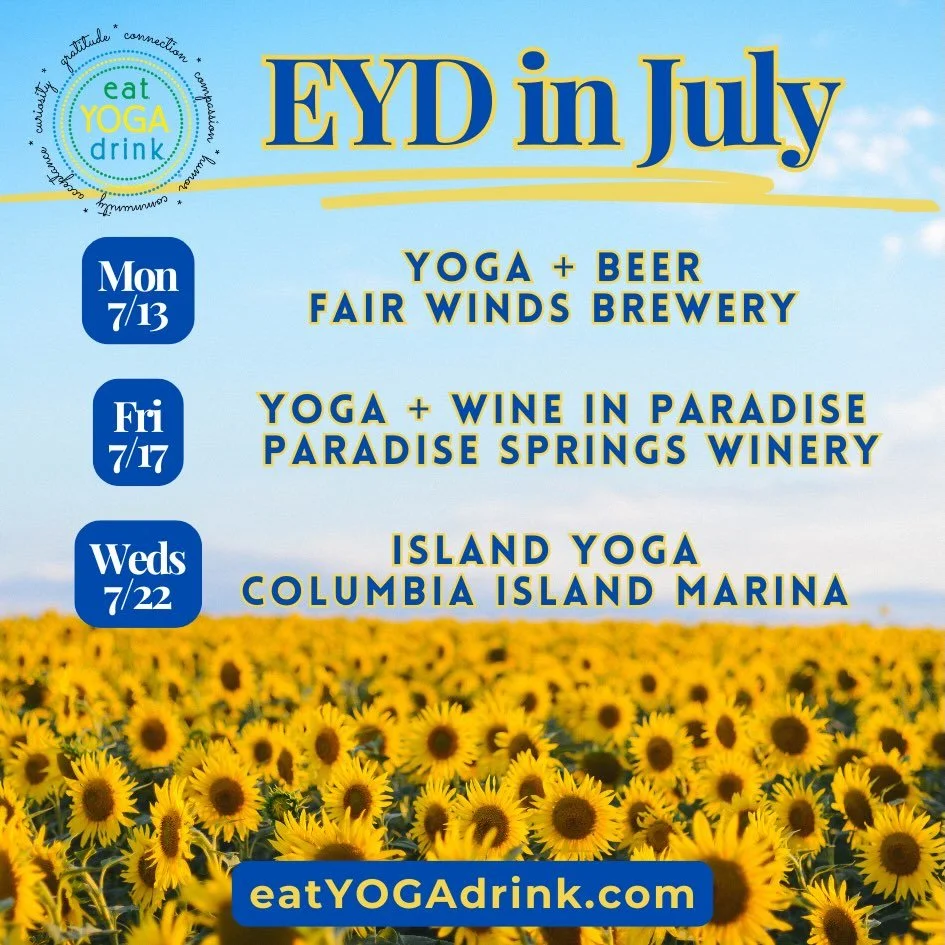 😎 𝕎𝕖 𝕙𝕠𝕡𝕖 𝕪𝕠𝕦&rsquo;𝕣𝕖 𝕁𝕌𝕃𝕐𝕀ℕ&rsquo; 𝕠𝕟 𝕥𝕙𝕖 𝕞𝕒𝕥 𝕨𝕚𝕥𝕙 𝕦𝕤 𝕥𝕙𝕚𝕤 𝕞𝕠𝕟𝕥𝕙!

All levels. All welcome to EYD! 💚💛💙

𝕄𝕆ℕ 𝟟/𝟙𝟛 Yoga + Beer at @fairwindsbrew (6:30 pm)

𝔽ℝ𝕀 𝟟/𝟙𝟟 Yoga + Wine in Paradise at @para