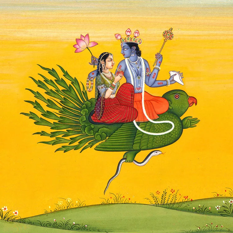 The Garuda is a large mythical bird that appears in both Hindu and Buddhist mythology. Garuda is the mount of the Lord Vishnu. The phoenix is considered a contemporary representation of Garuda.