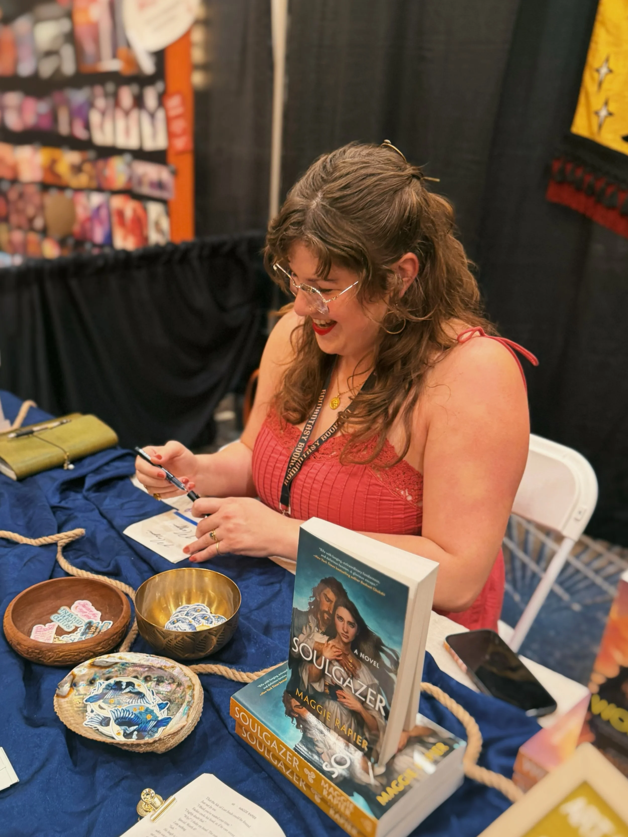 Some favorite moments with some fabulous people in Orlando, FL this past weekend &mdash; Romantasy Book Con, you were one for the books! That Barnes &amp; Noble panel still has me tearing up, and I am so giddy at my little trophies I brought home!