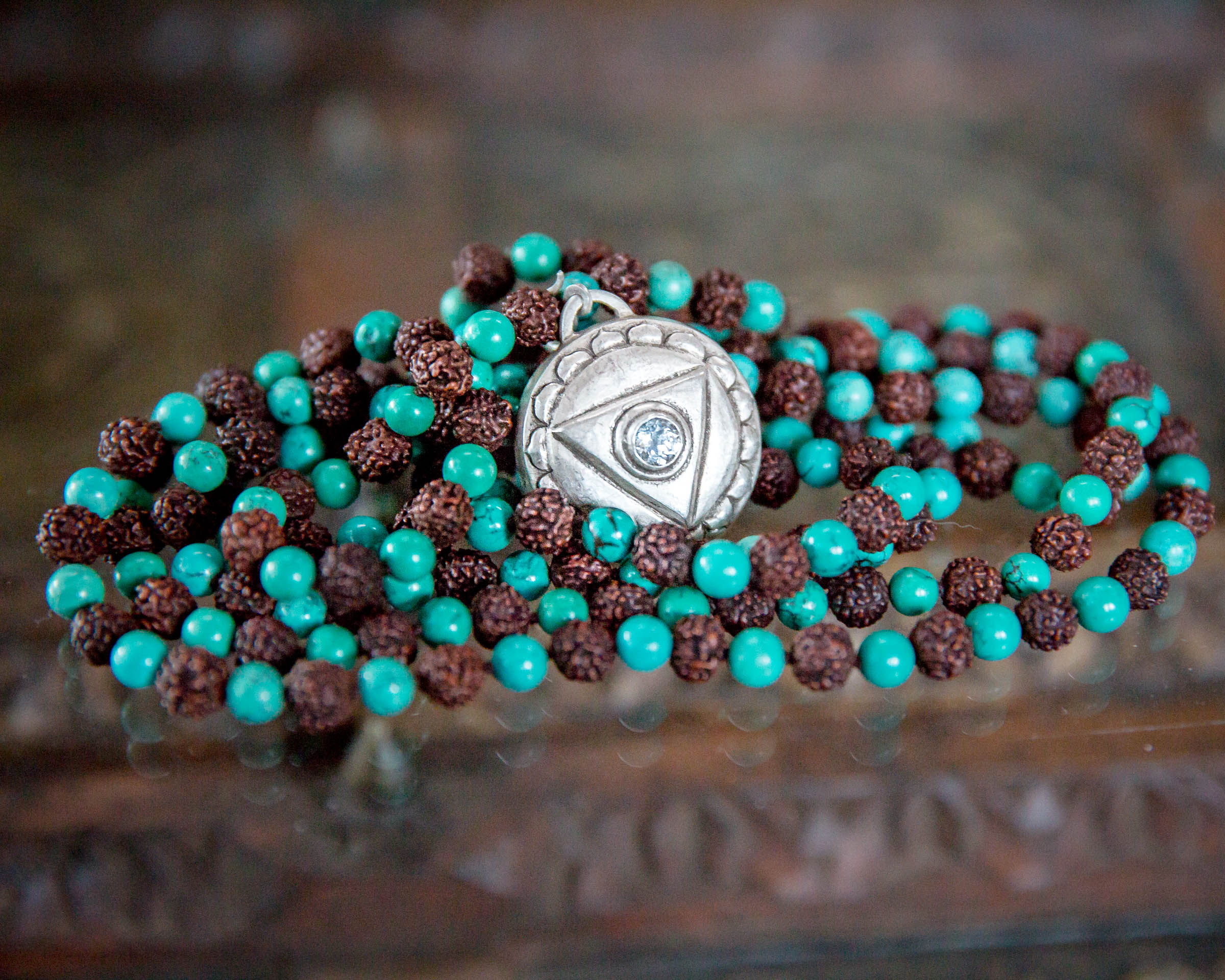 Turquoise Malas with Throat Chakra Amulet  