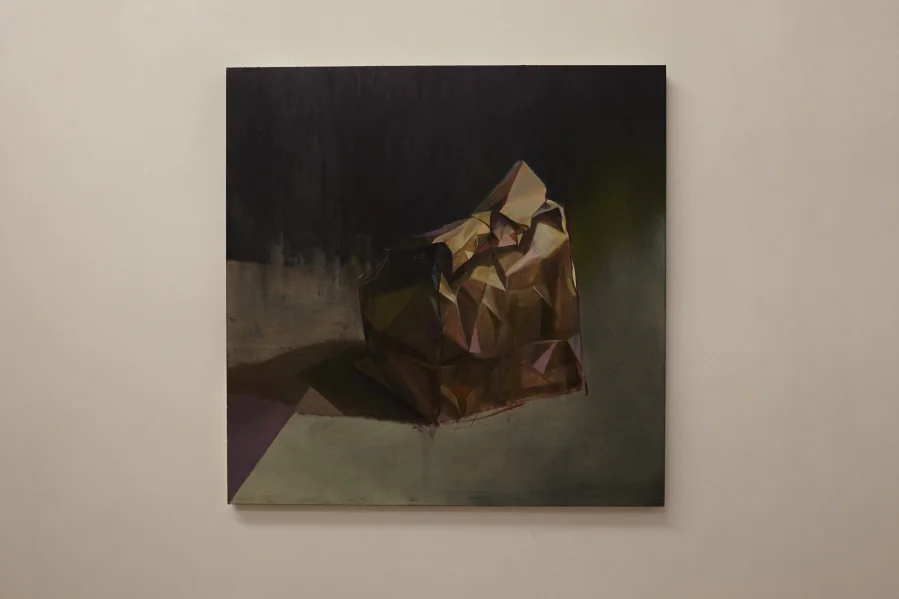 "Standing in the Rain" Old and 24KT Gold on Linen on Board. 30" x 30" 2015