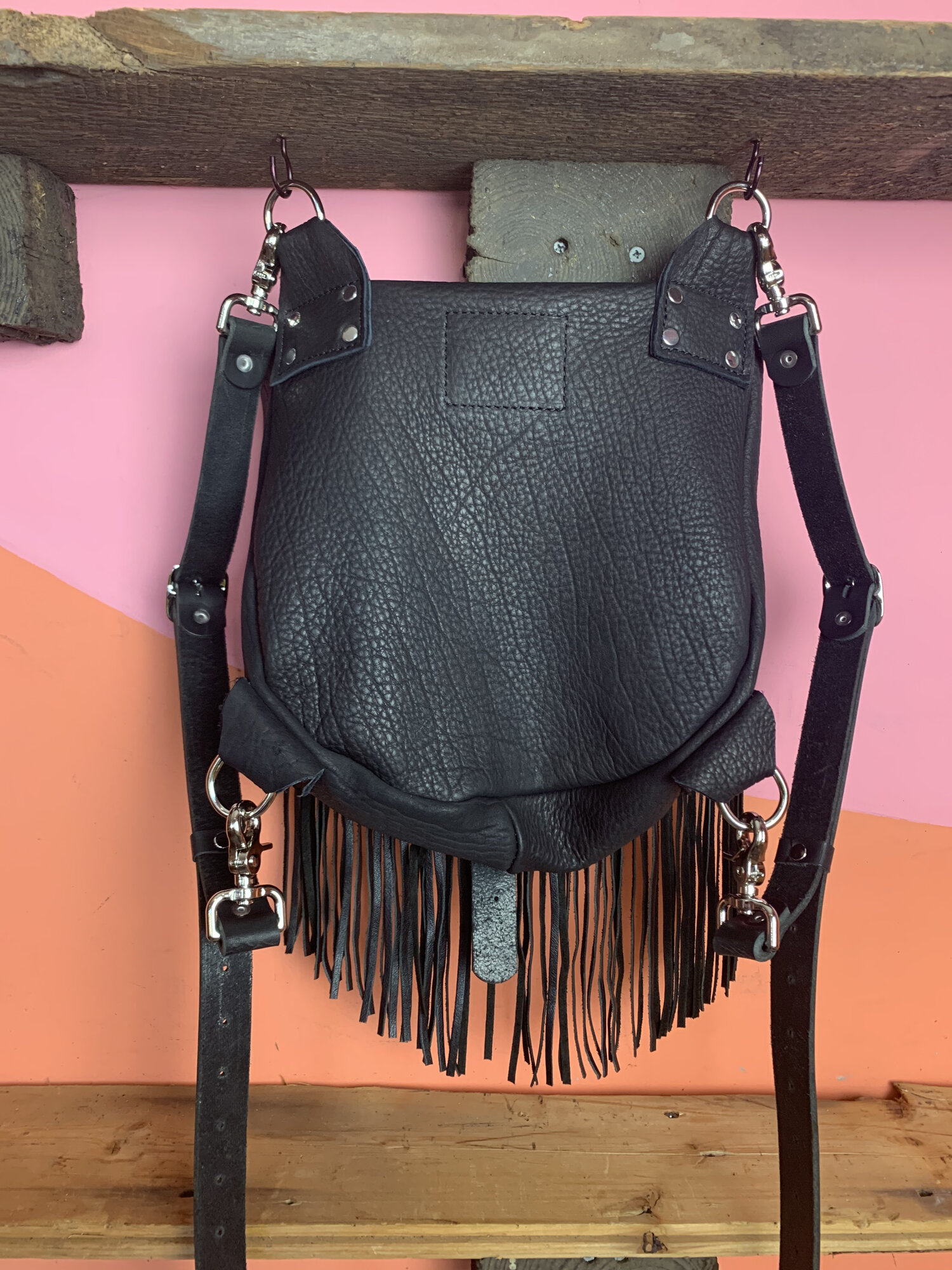 Design Your Own Leather Sarah J Convertible Fringe Day Backpack