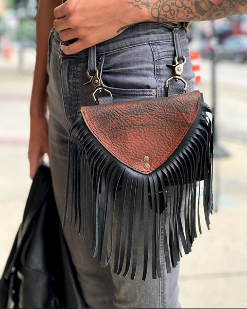 Design Your Own Leather Katie Convertible Fringe Hip, Waist, Chest,  Crossbody Motorcycle Riding Bag - Handcrafted Convertible Leather Backpacks  and