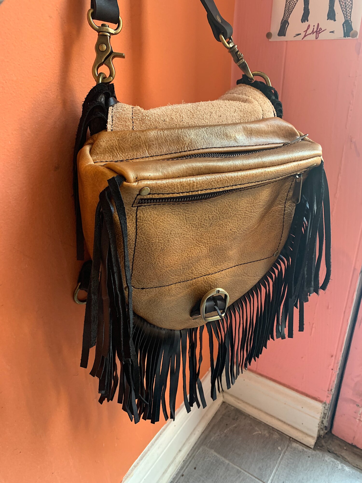 Design Your Own Leather Mini Brittany Convertible Epic Fringe Backpack,  Crossbody, and Shoulder Bag - Bird Trouble's Handmade Leather Fringe Purses  