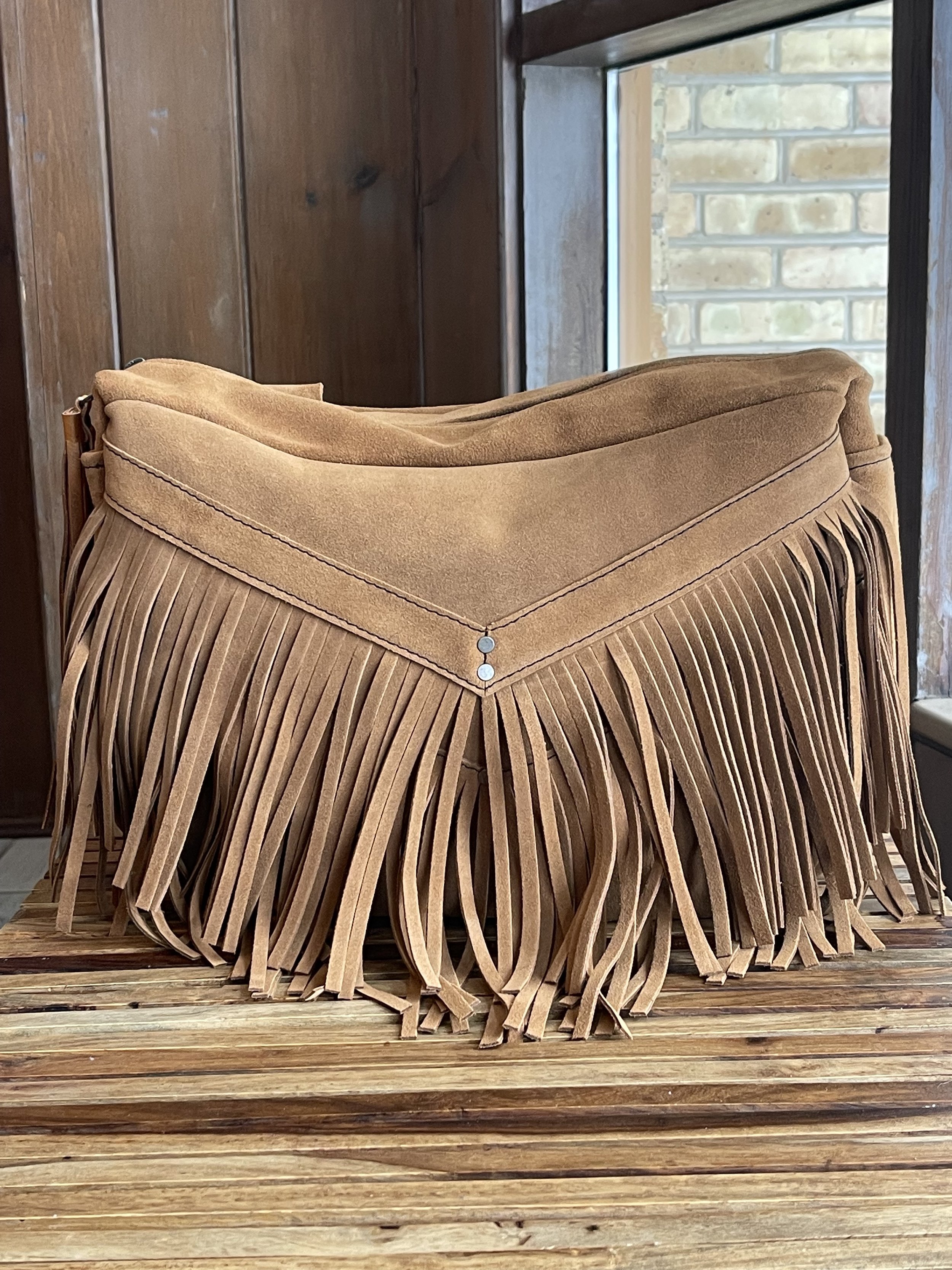MELISSA CONVERTIBLE BAG IN TOBACCO SUEDE LEATHER