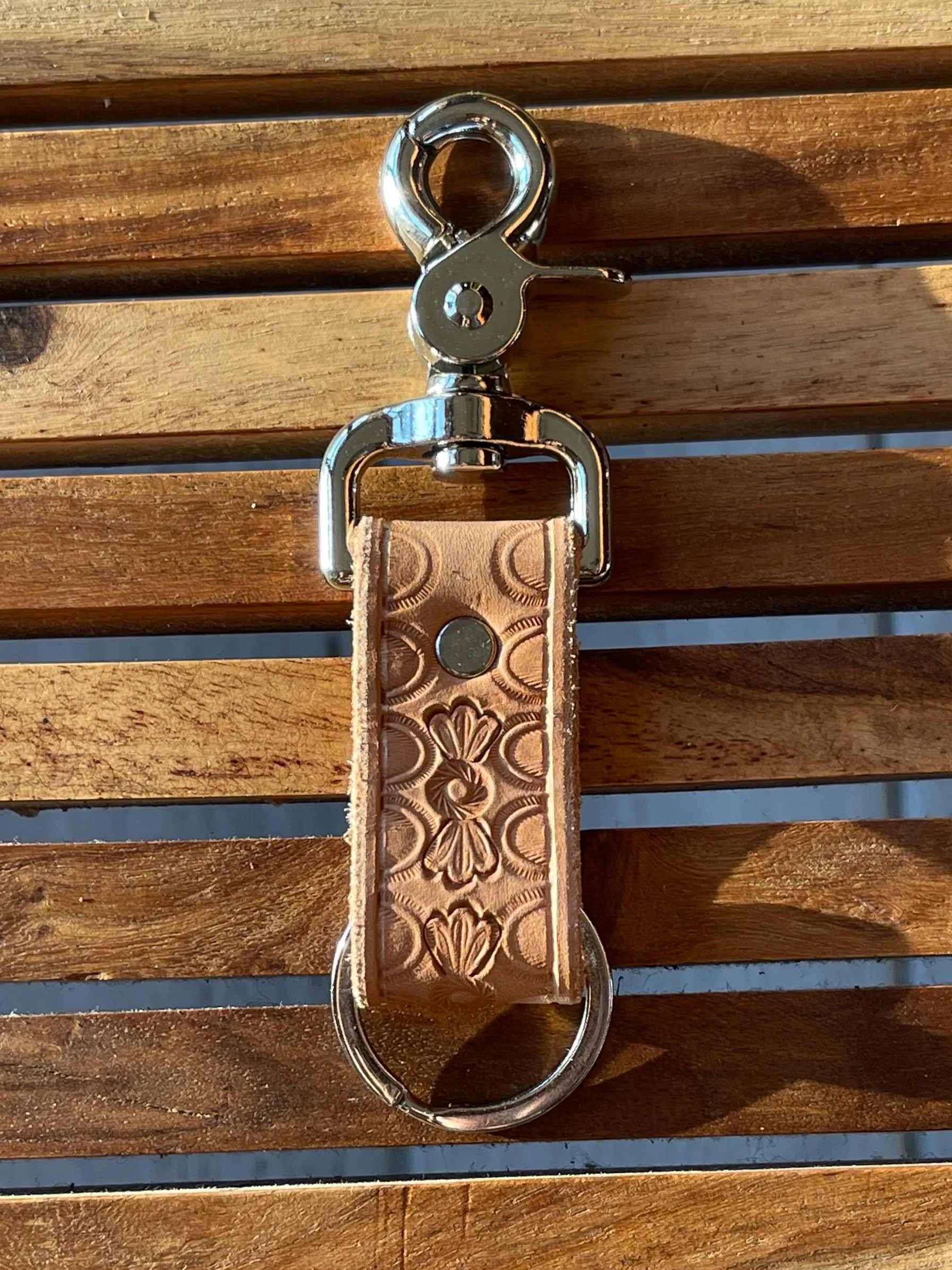 Hand Stamped Vegetable Tanned Leather Key Fob Handcrafted Convertible
