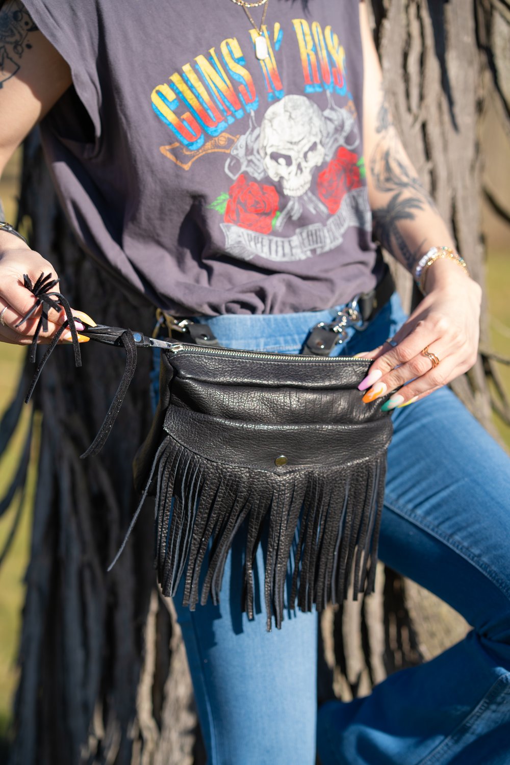 Leather Belt Bag in Black - Winnie New York
