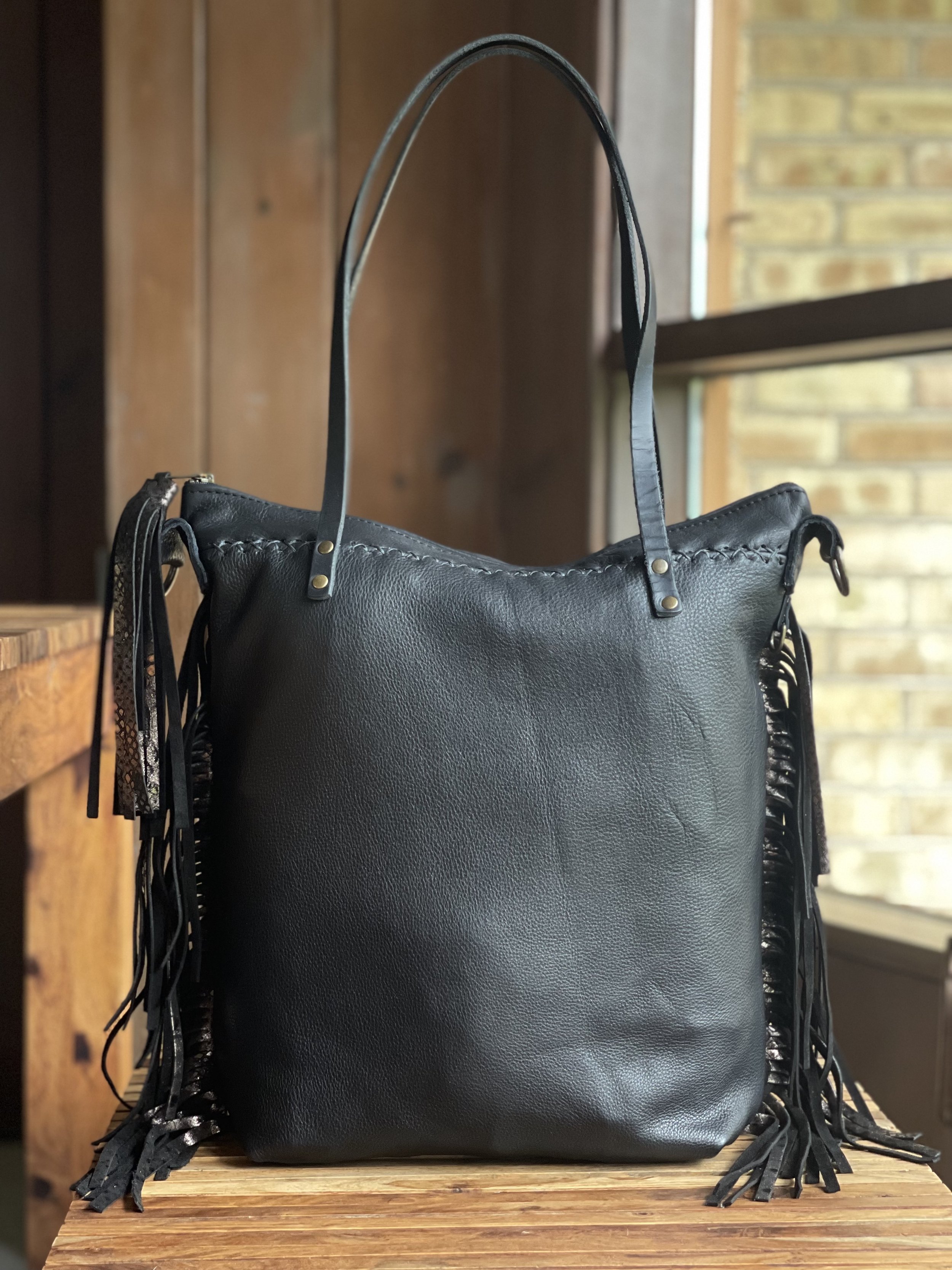 Crossbody Tote Bag with Custom Zipper Closure