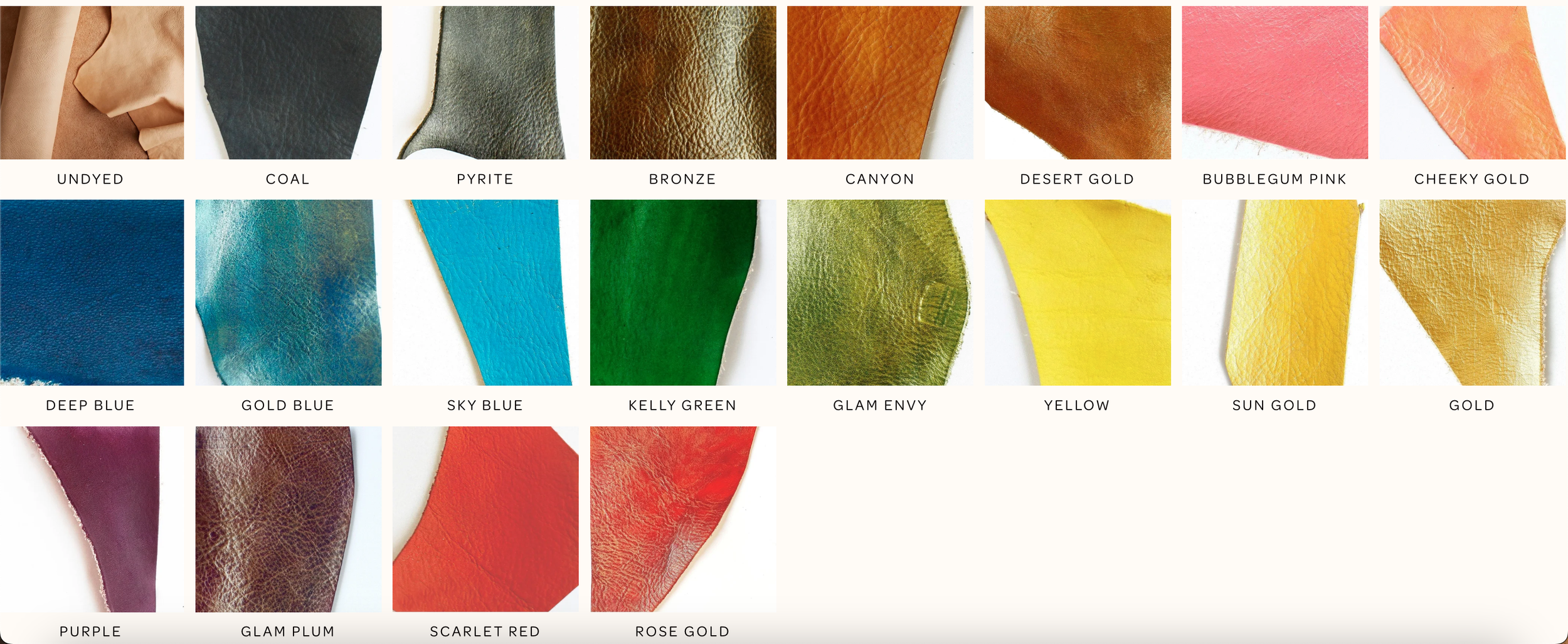 CURRENT AVAILABLE HAND DYED LEATHERS